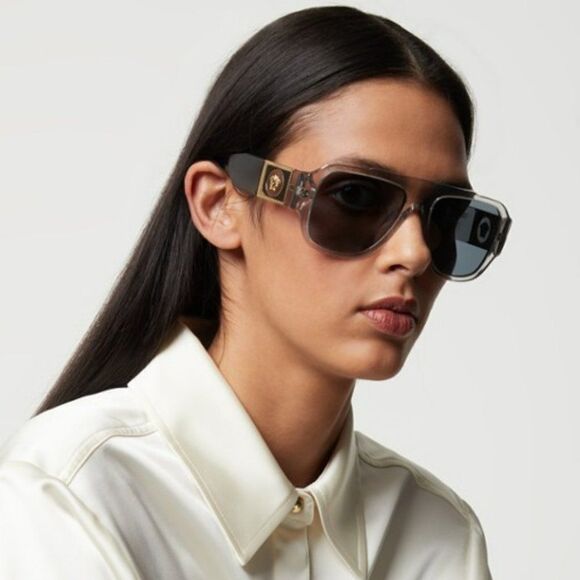 NEW Versace VE4436U 530580 Transparent Gray Blue Pilot Unisex Sunglasses main image 8
